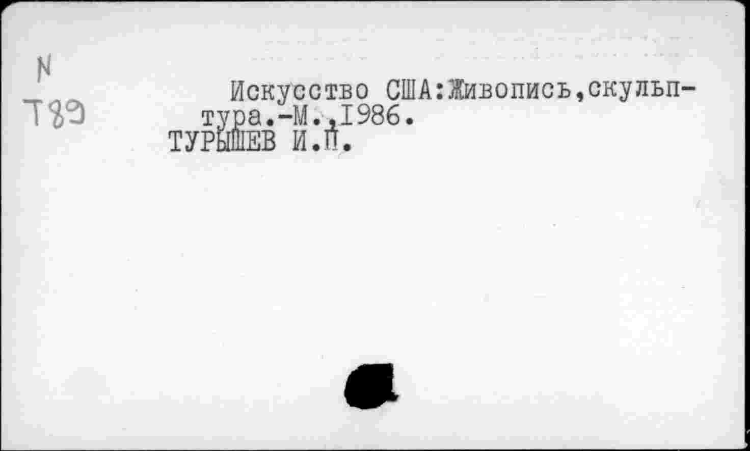 ﻿____	Искусство США:Живопись,скулы1-тура.-М.,1986. ТУРЫШЕВ И.П.